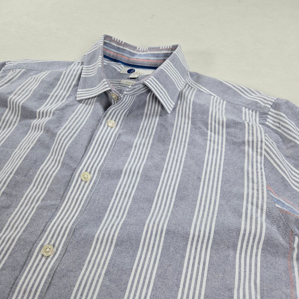 Boden Vertical Purple Stripe Long Sleeve Button Up Slim Shirt Men's Size Large
